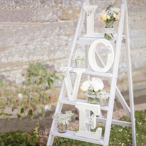 Lettres En Bois Alphabet - Décoration Mariage Amour - Lettres L O V E - Ensemble 4 Pièces (1/4)