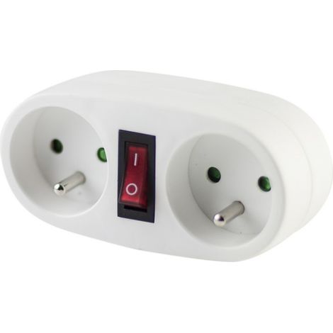 Presa biplite bianca 2x16A con interruttore Chacon - Cha48005