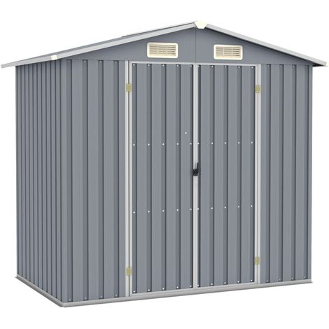 Casetta da giardino casetta per capanni casetta per ripostigli casetta per attrezzi da esterno robusta 205 x 129 x 183 cm acciaio zincato grigio 020022232