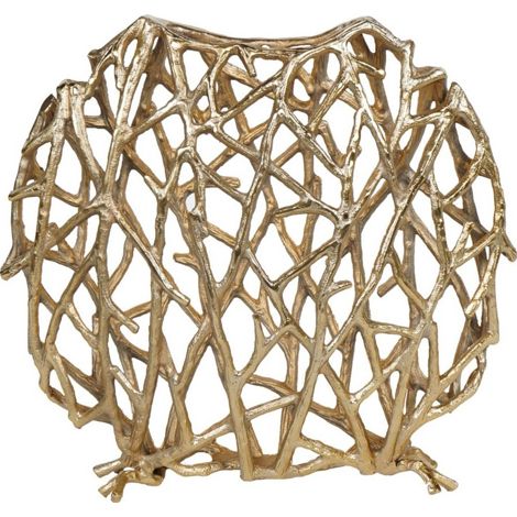Twig Sculpture Disc Vase - Aluminium - L9 x W40 x H36 cm - Raw Gold
