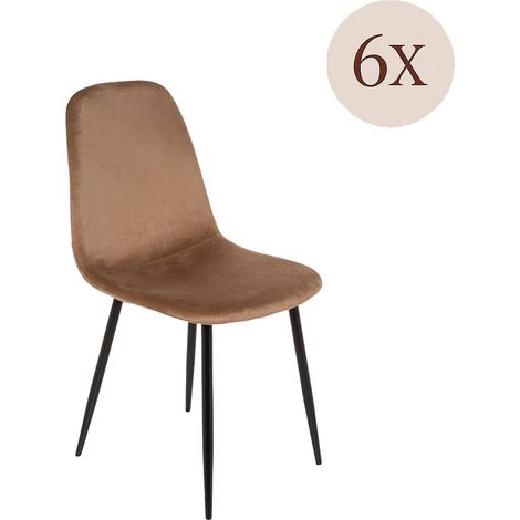 Dmora - Set di 6 sedie Pismo, Poltrona rivestita in velluto, Sedia da pranzo imbottita, Seduta per riunioni, 45x56h87 cm, Sabbia
