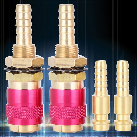 2 raccords rapides de 8 mm pour torche de soudage TIG, refroidis à l'eau et au gaz. (1/5)