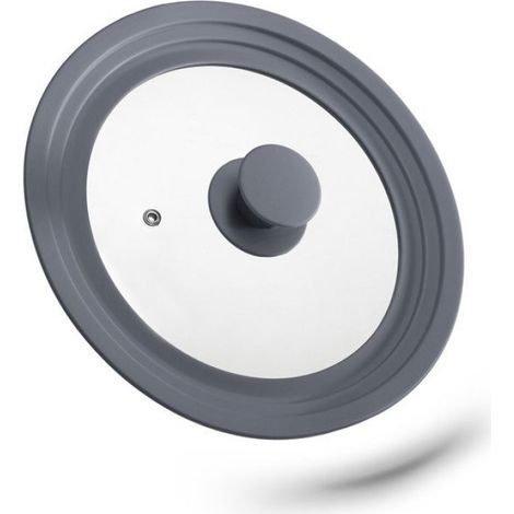Couvercle Verre - Rebord Silicone Gradué - Trou Vapeur - Pour Casseroles Poêles Diamètre 20-24 cm - 1 Pièce (1/5)