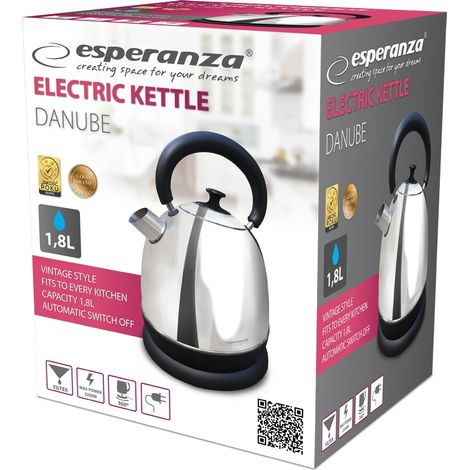Hervidor eléctrico EKK032S ESPERANZA DANUBE 1,8 L, color plata