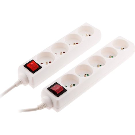 Lot de 2 blocs 4x16A + interrupteur - Blanc - Zenitech (1/4)