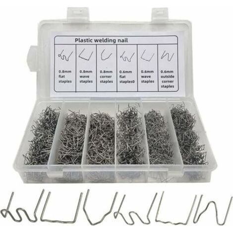 Agrafes Chaudes Métal, 600 pièces Agrafes chaudes de soudage, Plastique Soudage Agrafeuse Chaude Voiture pour Réparation de Pare-Chocs de Voiture, Soudage de Carrosserie, avec Boîte