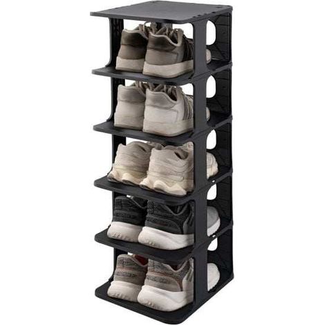 Design modulaire, étagère à chaussures 6 niveaux, range-chaussures vertical empilable pour entrée ou placard (1/2)