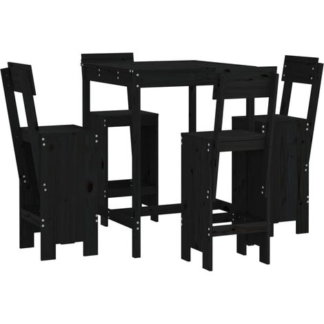 Maison Exclusive - 5-tlg. Gartenbar-Set Schwarz Massivholz Kiefer