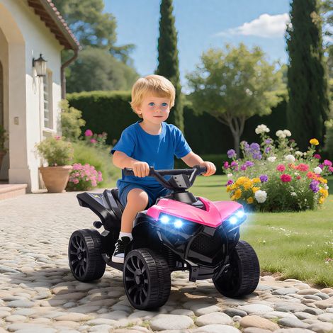 Elektrisches Quad für Kinder, 6V, geeignet für Kinder von 37 bis 72 Monaten, Geschwindigkeit bis zu 3 km/h, mit Scheinwerfern und Musik, 70 x 42 x 45 cm, Pink