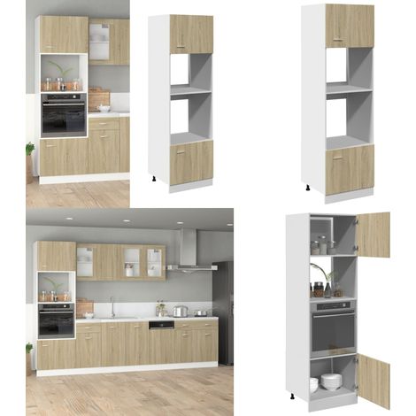 vidaXL Mikrowellenumbauschrank Sonoma-Eiche 60x57x207 cm Holzwerkstoff (1/5)