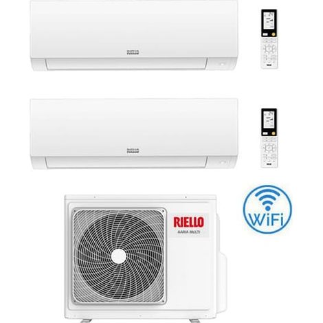 Climatizzatore Condizionatore Riello AARIA PLUS I Wi-Fi Dual Split Inverter R32 9000 + 9000 BTU con U.E AARIA MULTI 250 PI Classe A++/A+