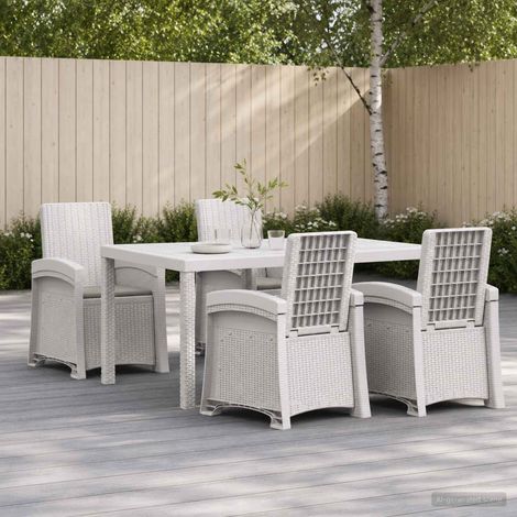 vidaXL Ensemble de salle à manger pour jardin 5 pc Blanc et gris clair (1/4)