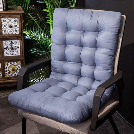Coussin de chaise à dossier haut, coussin lombaire épais pour maison, bureau, siège auto, extérieur ou intérieur, chaise de jardin, dossier surélevé, bleu (1/2)