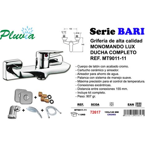 pluvia bari grifo monomando lux ducha flexo+ mango mt9011-11