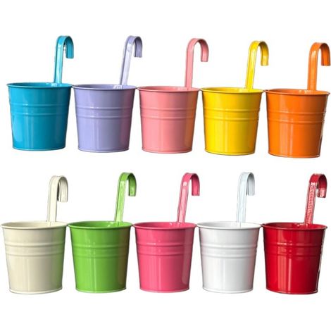 Lot de 10 pots suspendus, fer résistant intempéries, design décoratif, pour jardin balcon intérieur (1/5)