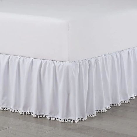 Filiyano-Couvre-lit à franges, plateforme, simple, blanc 100 x 190 + 36 cm, A (1/5)