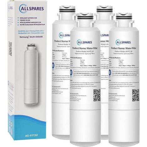 Filtro de agua AllSpares (4x) para frigorífico compatible con Samsung DA29-00020B (1/5)