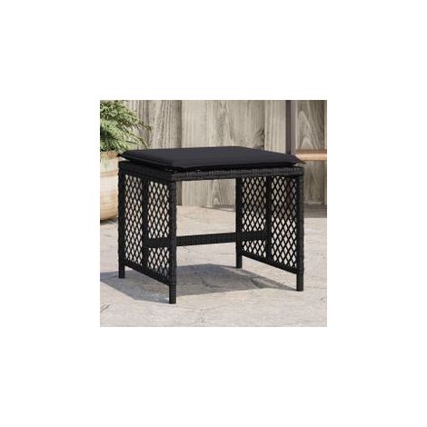 Tabourets de jardin avec coussins 4 pcs noir 41x41x36 rotin (1/5)