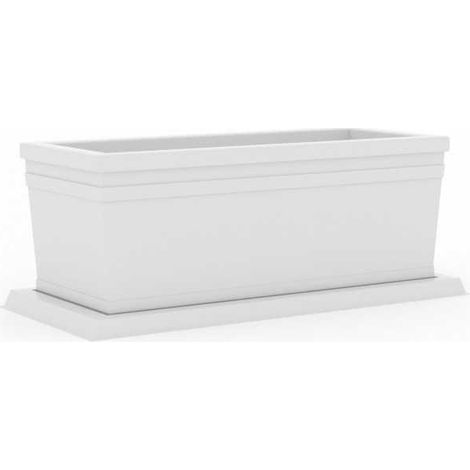 Pot de fleurs décoratif classique et traditionnel 80 x 40 cm H 34 cm en polymère blanc résistant pour plantes de jardin et terrasse - Monacis