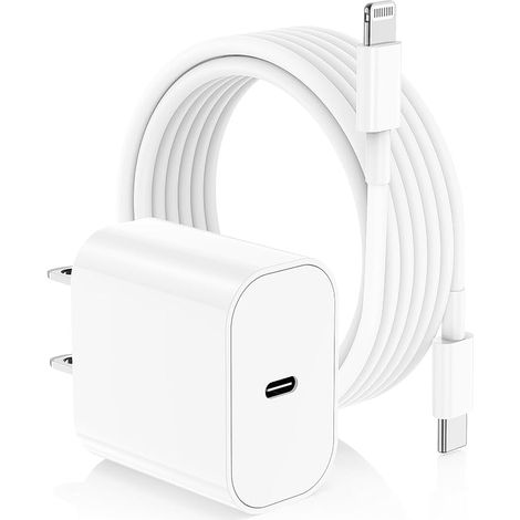 Chargeur rapide iPhone 20 W, adaptateur secteur USB-C avec câble de charge de 2 m - Blanc (1 adaptateur + 1 K[ht] (1/4)