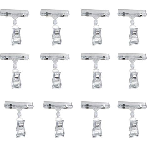 BRAVIX Clip De Signe De Marchandise Plastique Signe Clips Clair Pince éTiquette Porte-éTiquette De Prix Pince Rotatif Titulaire Présentoir 12 Pièce Clips pour pourles Magasins de Supermarchés Commerce