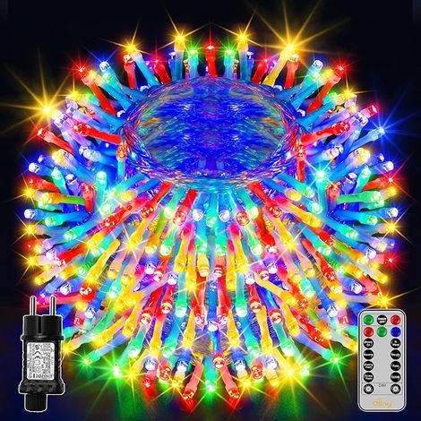 QAZQA Guirlande Lumineuse Exterieure, 50m 400 LEDs Guirlande Guinguette Intérieur, 8 Modes avec Télécommande Idéale pour le Balcon, Chambres, Jardin, Terrasse, Cour, Maison, Mariage, Fête,Couleur (1/5)