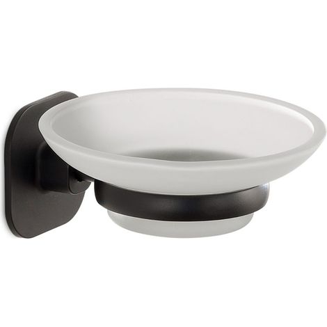 Jabonera Vidrio/Acero Inoxidable Negro Mate  Timo