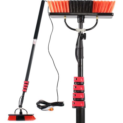 XPOtool Cepillo con mango telescópico 9 m set para ventanas y paneles solares limpieza lavado agua (1/5)