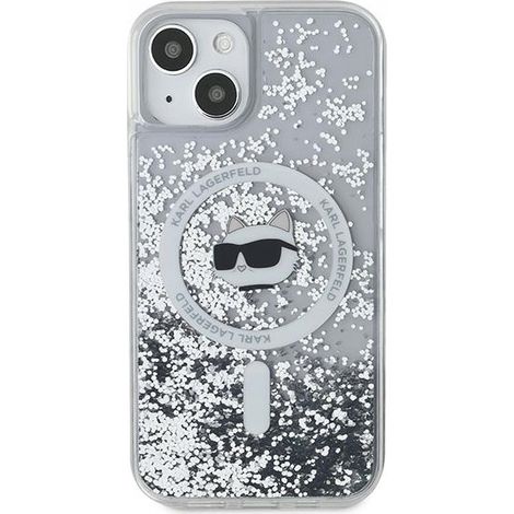 Karl Lagerfeld KLHMP14SLGCHSGH iPhone 14 / 15 / 13 6.1 carcasa rígida transparente Liquid Glitter Choupette Head MagSafe (1/5)