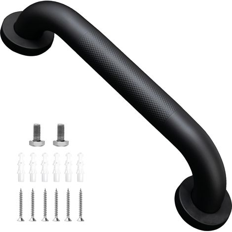Rampe de salle de bain en acier inoxydable, rampe de sécurité antidérapante pour personnes âgées, rampe de baignoire, rampe d'escalier, 30 cm, noir