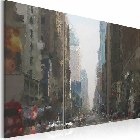 Tableau ville pluvieuse derrière la vitre - 90 x 60 cm (1/4)