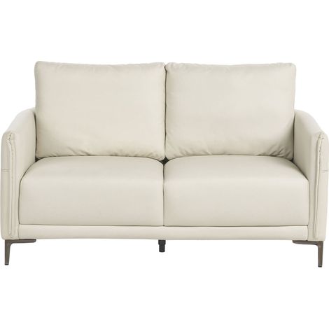 2 Seater Light Beige Fabric Upholstered Modern Style Metal Legs Minimalistic CILENS (1/5)
