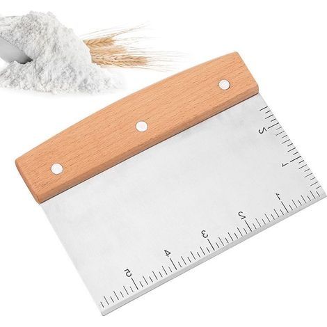Coupe-pâte pour pain et pâte à pizza – Grattoir en métal en acier inoxydable – Grattoir multifonction – Ustensile de cuisine pour plaque à dessus plat – Qualité commerciale (1/5)