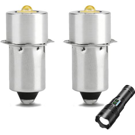 LED Ersatzlampe P13.5S 3 V 2er Set, 3 W lange Lebensdauer, kompatibel mit Maglite 2D und 3D Taschenlampe (1/5)
