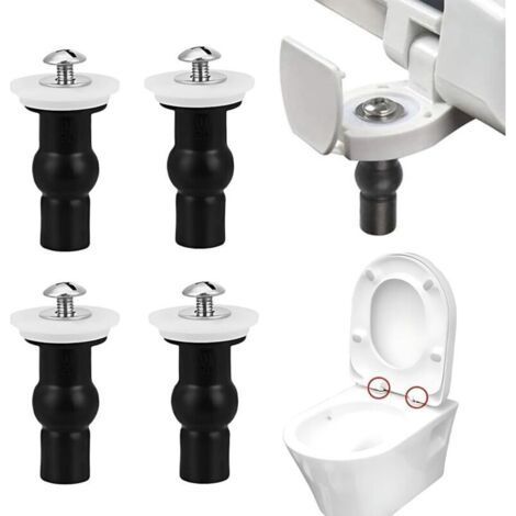 Toilet Seat Hinged Fixings, 4 Piece Universal Toilet Lid Fixing Set, Stainless Steel Screws for Toilet Seats (1/5)