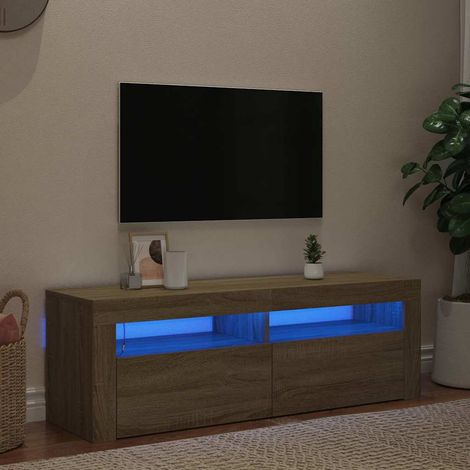 vidaXL Mueble de TV con luces LED roble Sonoma 120x35x40 cm (1/5)