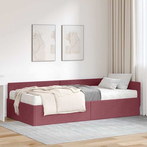 Eckbettgestell mit Matratze Sonstiges 2 pcs Grau Stoff