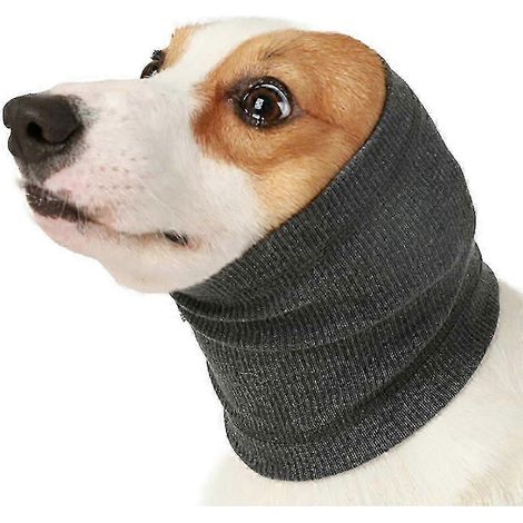(L, Gris) Tour de cou/écharpe pour chien, idéal pour le bain et le toilettage, avec protection des oreilles