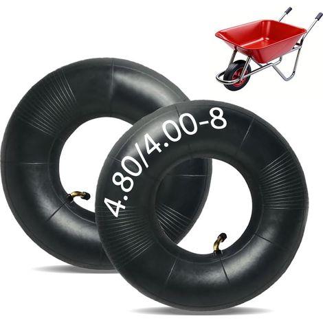 2 Pack Replacement Inner Tube for 4.80/4.00-8 Wheelbarrow Pneumatic Wheel Replacement Tire with Strong Load Capacity Curved Valve Stem for Wheelbarrow Lawn Mower Trolley (1/2)