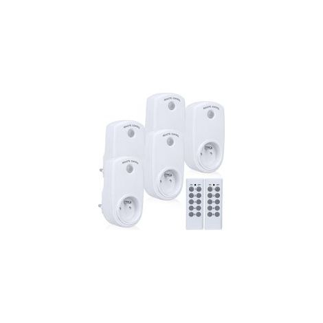 Pack de 5 Prises Radiocommandées avec 2 Télécommandes, Set de Prises Intelligentes, Prises Télécommandées, Prise Basse Consommation pour Décoration de Fêtes, Décorations de Noël, électroménager H661 (1/4)