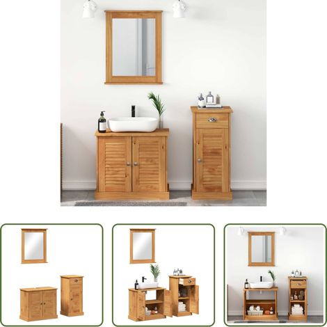 Holzschrank - Badezimmermöbel-Set VIGO 3 pcs Honigbraun Massives Kiefernholz (1/5)