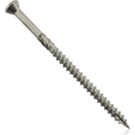 BRAVIX Haut de gamme Vis pour terrasse en acier inoxydable  C1-5,0 x 40 mm 200 pièces  Dentelle coupée  Vis à bois,inox et torx Nervures de fraisage
