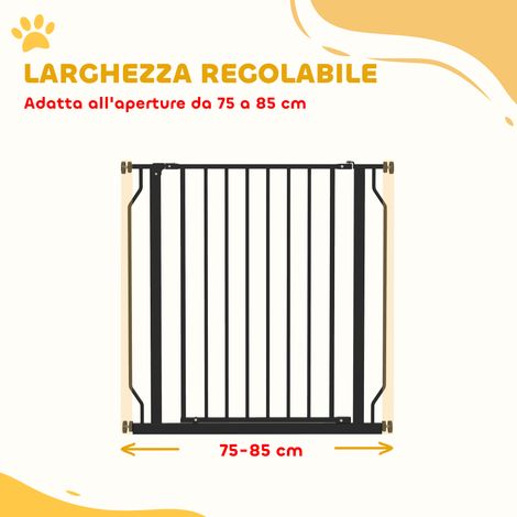 Ausziehbares und verstellbares Sicherheitsgitter für Hunde. Geeignet für Treppen und Türrahmen. Aus Stahl und ABS. 75–85 x 76 cm. Schwarz. (1/5)