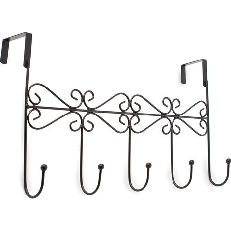 Portemanteau de porte classique suspendu avec finition noir mat. Dimensions: 380x100x230 mm - talla