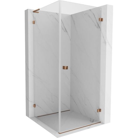 Mexen Lunar-B L cabine de douche pivotante droite 80 x 80 cm, transparent, or rose - 832L-080-080-60-00-P (1/5)