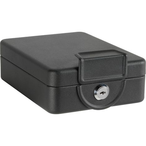 ARREGUI Private C9327 Caja Caudales con Llave para Contar y Transportar Dinero Caja de Seguridad de acero y Estructura para fijar bajo mesa/balda Caja fuerte portatil 16 cm de ancho Color Negro (1/5)