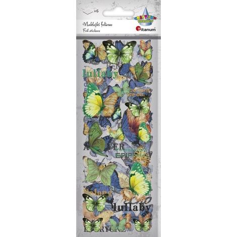 Pegatinas de papel metalizado, 6 láminas con mariposas