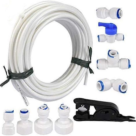 Kit de tuyau d'alimentation en eau de 20 m et de raccord pour réfrigérateur double européen (tuyau de 6,35 mm). (1/5)
