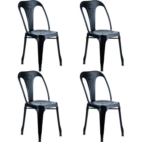 Lot 4 chaises vintage en métal noir style industriel - METALICA (1/5)