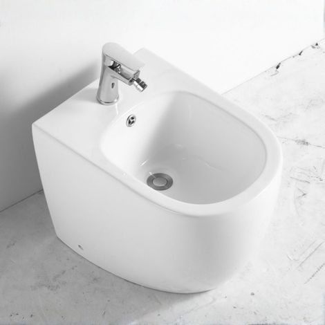 Bidet a pavimento filo muro in ceramica colore bianco FB53B